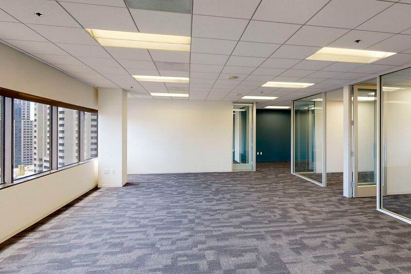 Interior view of flex workplace+ suite 1270 at 101 West Broadway, in San Diego, California.
