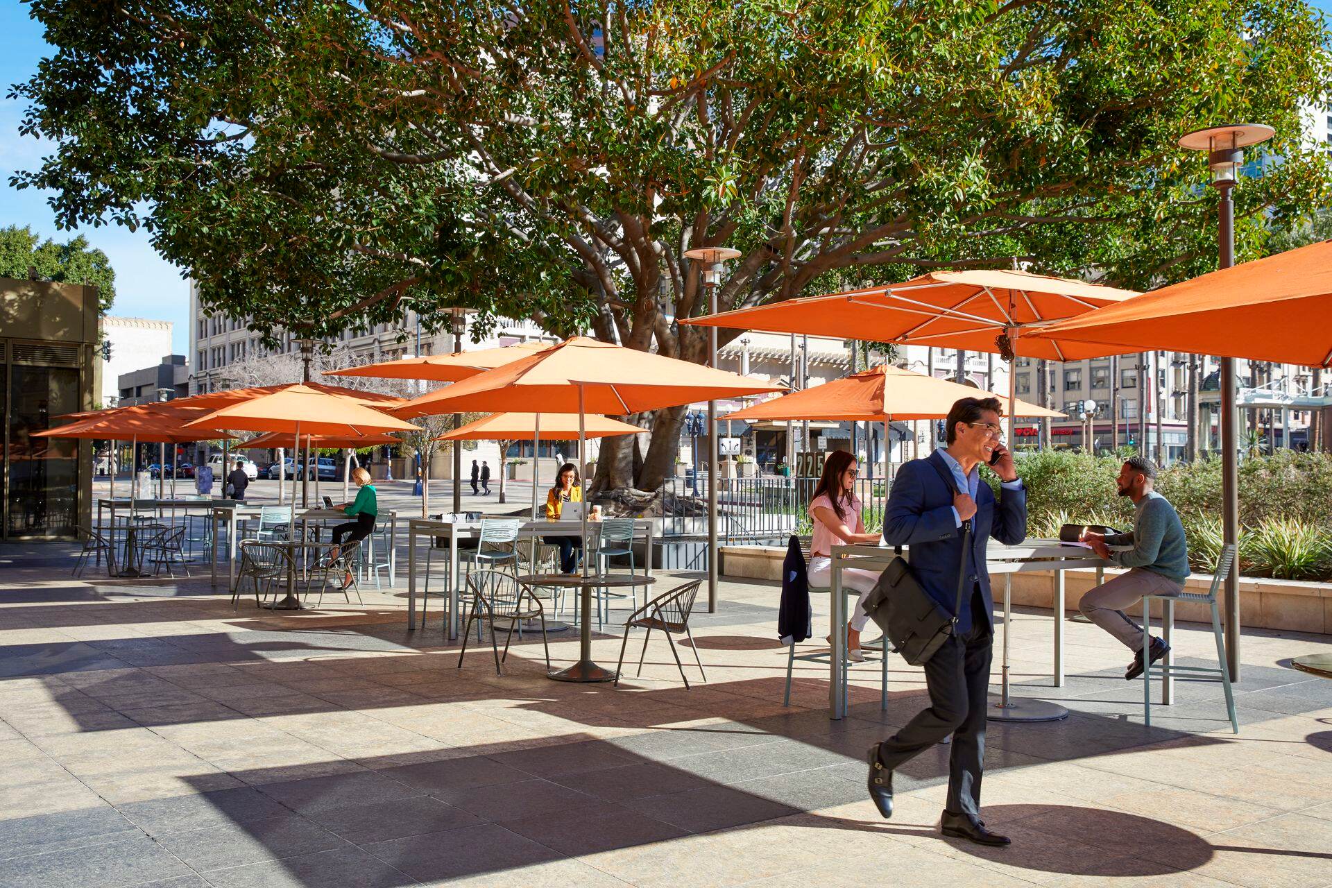 Lifestyle view of outdoor workspace at 225 Broadway in San Diego, CA.