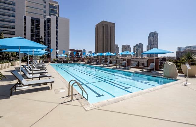 Exterior view of  501 W Broadway Athletic Swim Club in San Diego, CA.