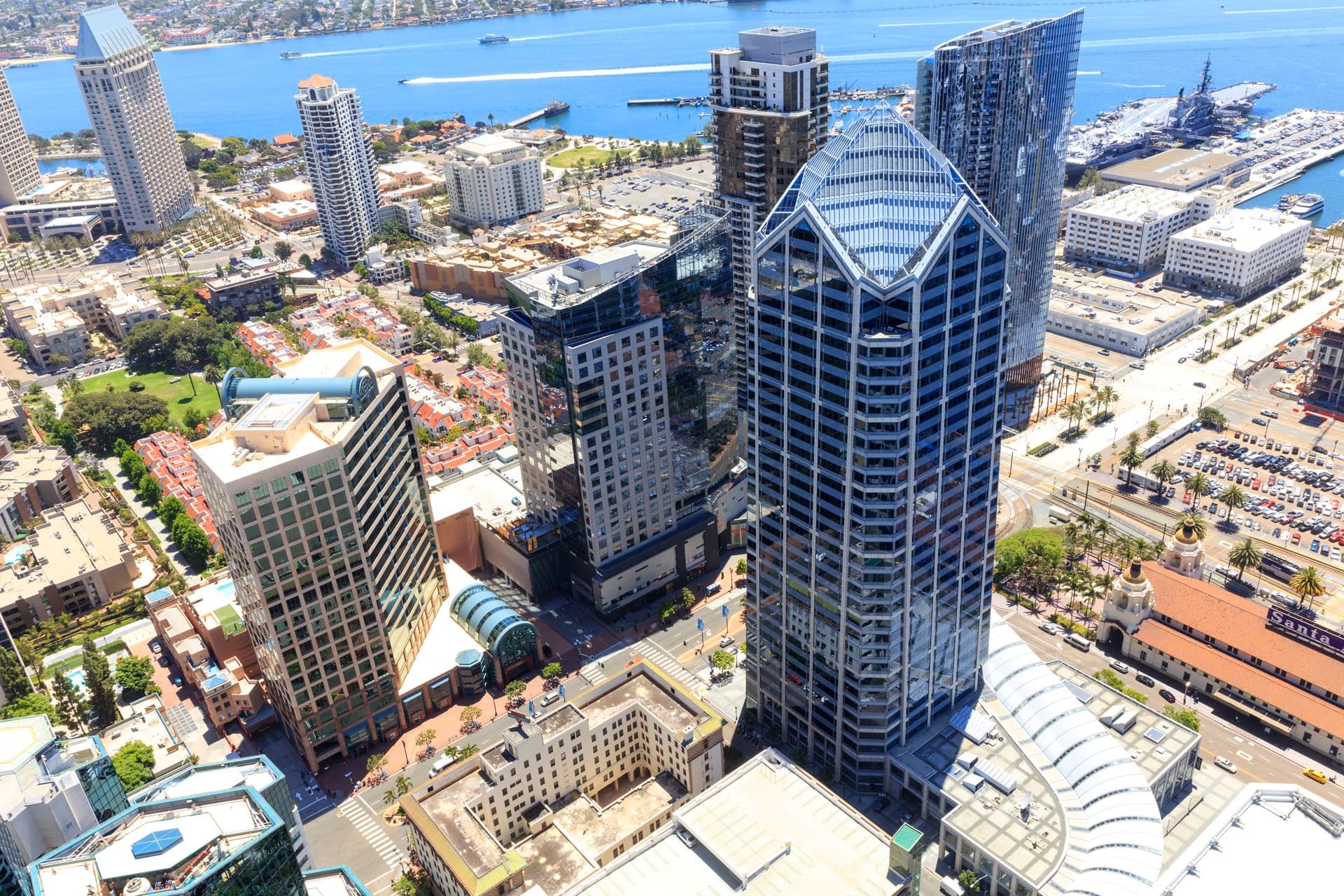Aerial view of One America Plaza in San Diego.