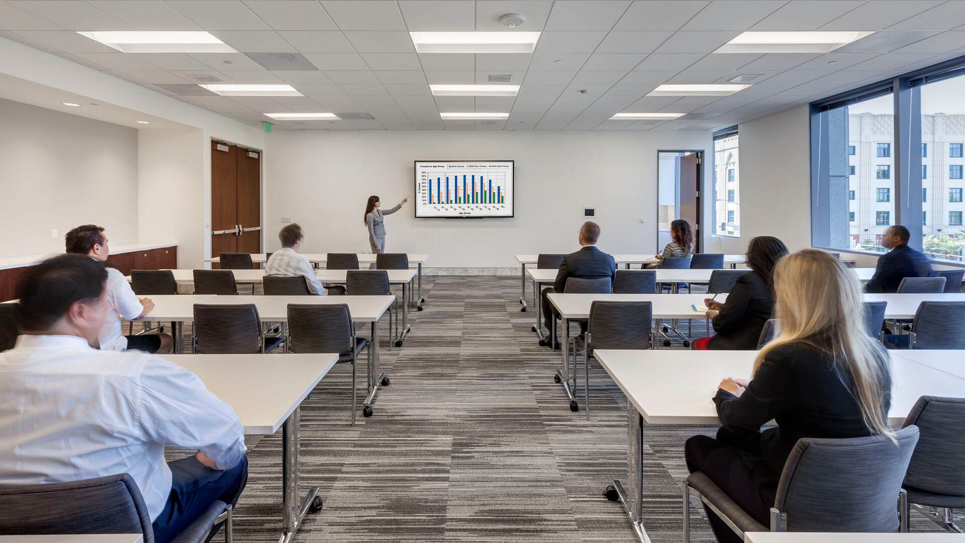 Interior view of the conference room at the One America Plaza office building in San Diego, CA.