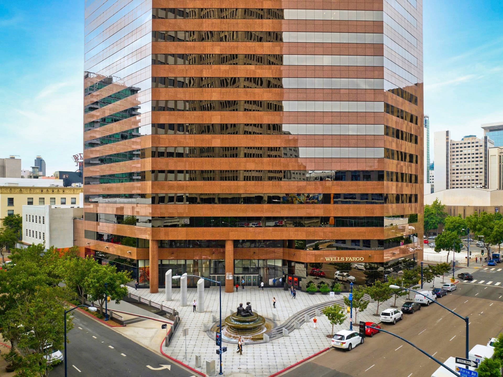 Exterior photography of the Wells Fargo Plaza building in San Diego, CA.