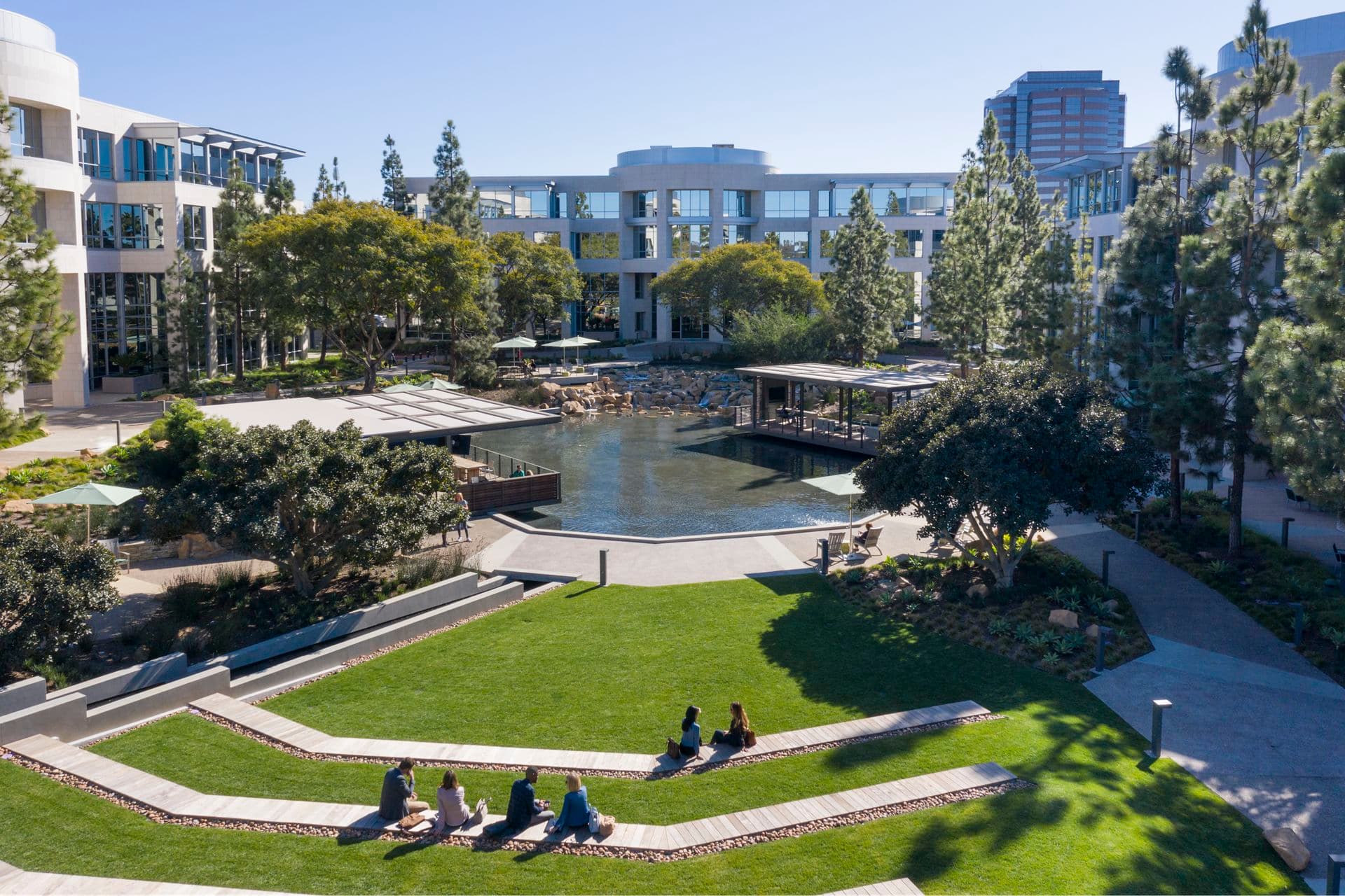 View of the amphitheater at La Jolla Reserve Office campus in San Diego, CA.