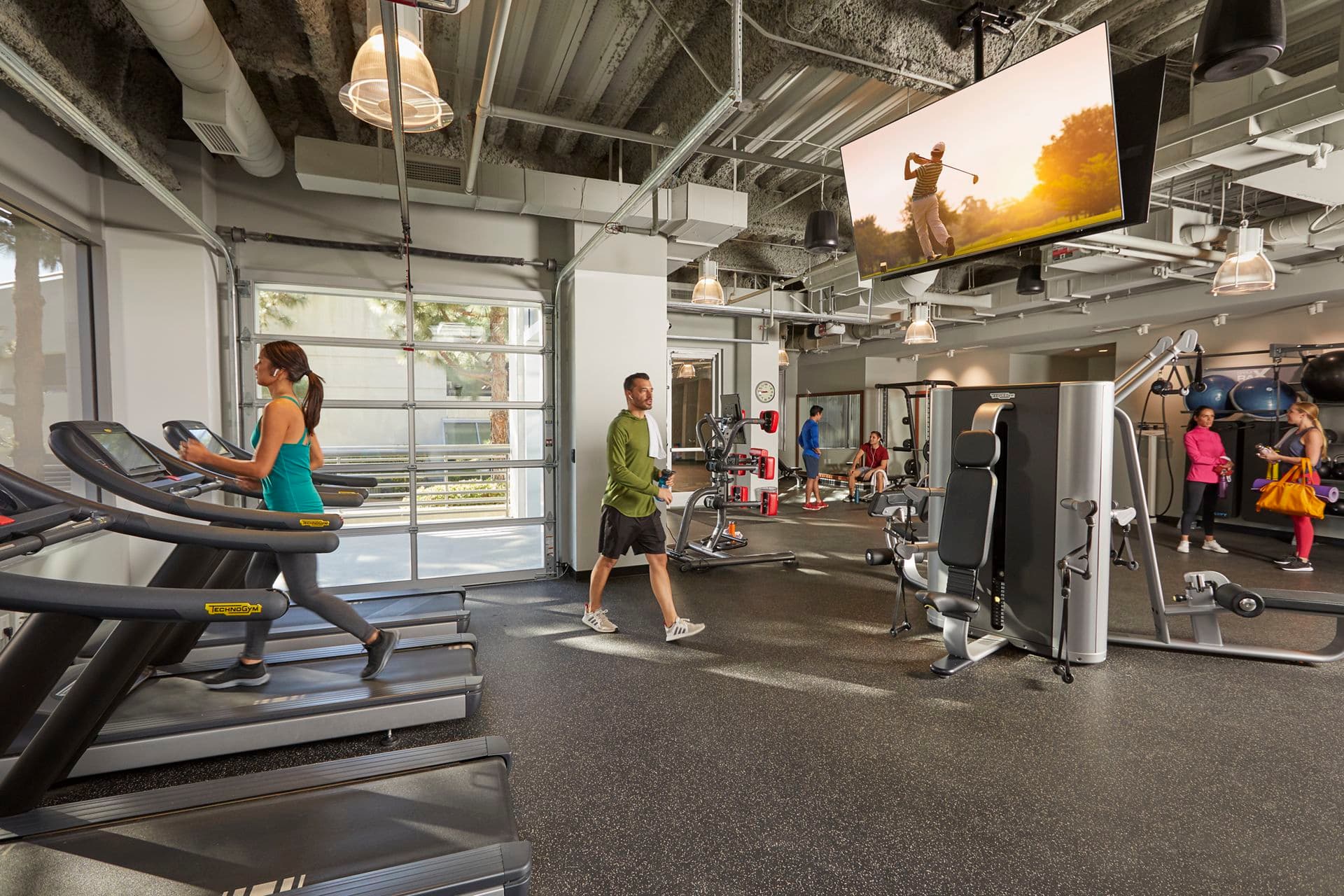 Interior view of Fitness Center at La Jolla Reserve in San Diego, CA.