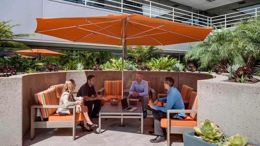 Outdoor workspace at Park Plaza.