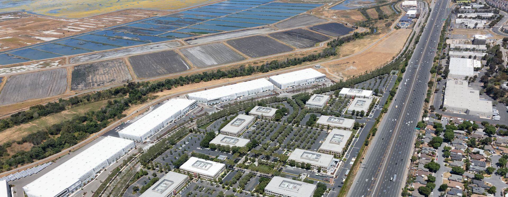 Aerial photography of McCarthy Center in Milpitas in Silicon Valley, Ca