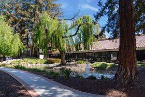 Exterior building photography of 3910 Freedom Circle in Santa Clara Park at Freedom Circle, in Santa Clara, California.
