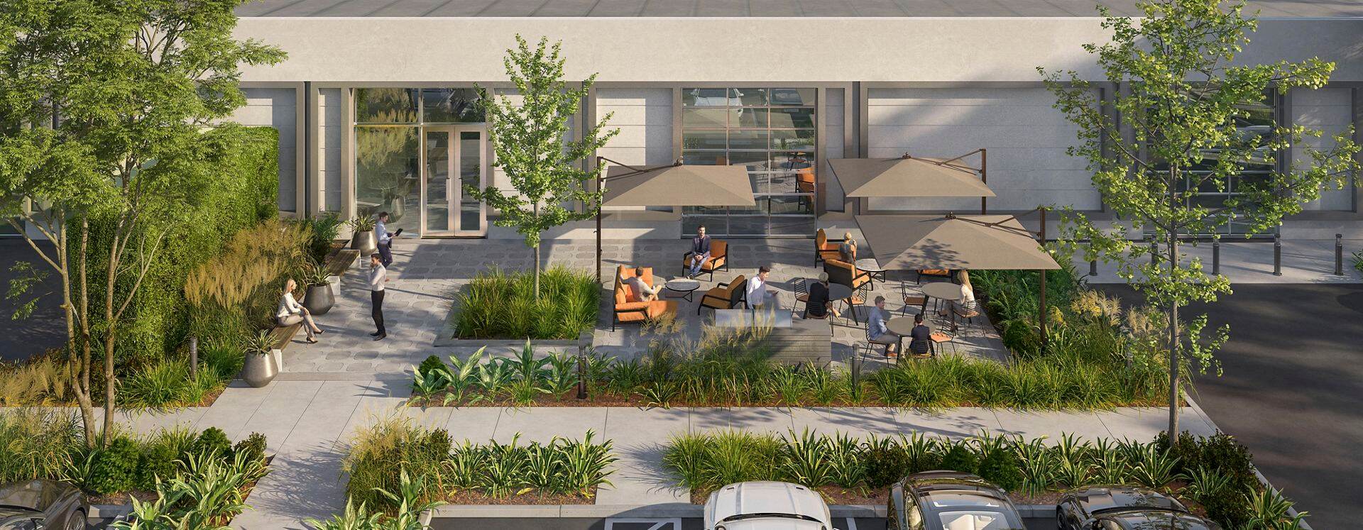 Exterior rendering of 305 North Mathilda in Sunnyvale, Silicon Valley, Ca