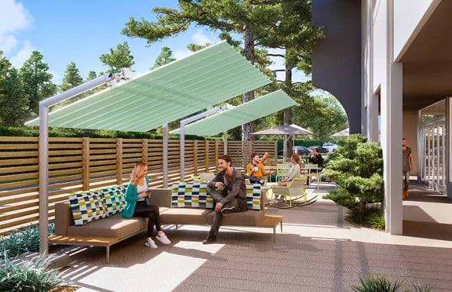 Rendering view of Patio at Central Research Park,  in Sunnyvale, CA.